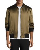 Reversible Silk Bomber Jacket, Olive