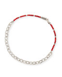 Men's Naga Red Coral Beads & Chain Wrap Bracelet