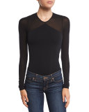 Nature Long-Sleeve Bodysuit, Black