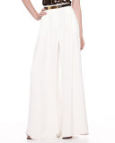 Silk Wide-Leg Pants, Ivory