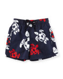 Jim Soccer-Turtle Print Swim Trunks, Boys' 10-14