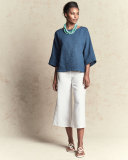 Rustic Frayed-Edge Top, Denim