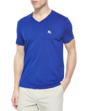 Equestrian Knight V-Neck Short-Sleeve Tee, Cobalt Blue