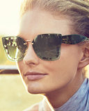 Square Butterfly Sunglasses w/ Overlay Lenses