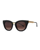 Snobby Cat-Eye Sunglasses, Black