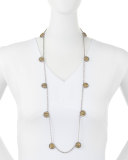 Silver and Bronze Long Coin Necklace, 36"