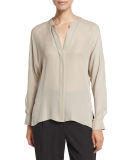 Silk Georgette Split-Neck Blouse