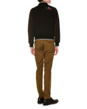Melange-Front Short-Sleeve Polo Shirt, Taupe