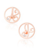 Right Singular Mini One-Initial Diamond Stud Earring, Rose Gold