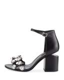Abby Dome-Studded Tilt-Heel City Sandal, Black