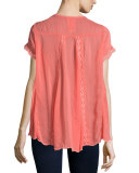 Delamo Short-Sleeve Flair Blouse 