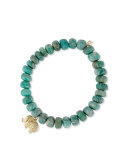 Amazonite Bead Bracelet w/ 14K Gold Diamond Elephant Charm