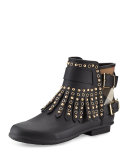 Fritton Check Studded Fringe Rain Boot, Black