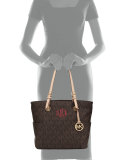 Logo-Print Signature Monogram Tote Bag, Brown