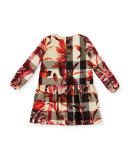 Tais Floral Check Poplin Dress, Pink/Tan, Size 4-14