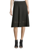 Nicole Pleated A-Line Skirt, Moss