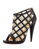 Pearly Lattice 120mm Red Sole Bootie, Black