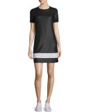 Valerie Mesh Mini Dress, Black/White