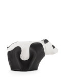 Leather Panda Mini Bag, Black/White