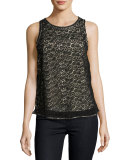 Bria Heart Lace Sleeveless Top, Black