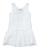 Smocked Embroidered Cotton Voile Dress, White, Size 2T-4T