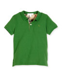 Mini PPM Jersey Polo Shirt, Bright Fern Green, Size 4-14