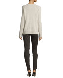 Long-Sleeve Wool-Blend Pullover, Oatmeal