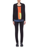 Rock Climbing Wool Cardigan w/Abstract Back, Navy