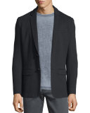Textured Knit Two-Button Jacket, Black