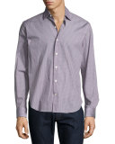 Triangle-Print Sport Shirt, Navy/Red/White