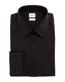 Modern Fit Stretch-Poplin Dress Shirt, Black