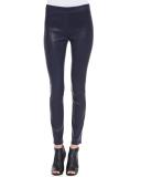 Edita Leather Pull-On Leggings, Black Amethyst