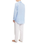 Long-Sleeve Cross-Dye Linen Big Shirt 