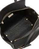 Amy Small Leather Tote Bag, Nero