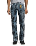 Paint-Splatter Denim Jeans, Black