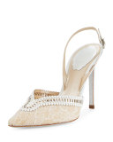 Embellished Lace 105mm Halter Pump, White