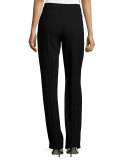Leena Slim Stretch-Knit Pants, Black