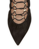 Rockstud Lace-Up Ballerina Flat, Nero