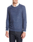 Wool-Linen Athletic Sweater, Denim