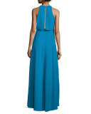 Sleeveless Popover A-line Gown, Pacific  