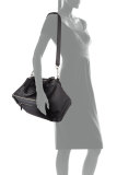 Pandora Medium Debossed Leather Satchel Bag, Black