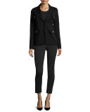 Frayed-Trim Knit Jacket, Black
