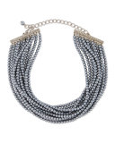 Multi-Strand Gray Simulated Pearl Choker Necklace