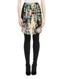 Crazy Cleopatra-Print Slim Skirt, Multi Colors