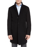 Shawn Single-Breasted Top Coat, Black