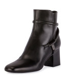 T-Bar Leather 65mm Bootie, Black