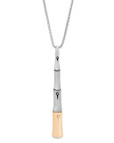 Bamboo Silver & 18K Stick Pendant Necklace, 32"
