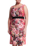 Dolcetto Floral-Print Sheath Dress W/ Sleeves, Plus Size 