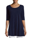 Half-Sleeve Linen Jersey Layering Tunic