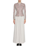 Georgette Wide-Leg Pants, Light Gray